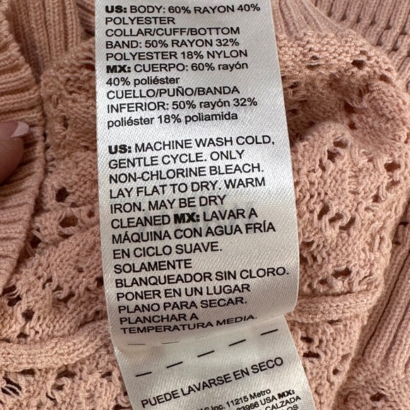 White House Black Market Blush Pointelle V-Neck Knit Sweater Women's Large - Picture 14 of 16